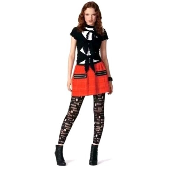Anna Sui For Target Red And Black Plaid Zipper Pocket A Line Mini Skirt Size 5 - Picture 1 of 8